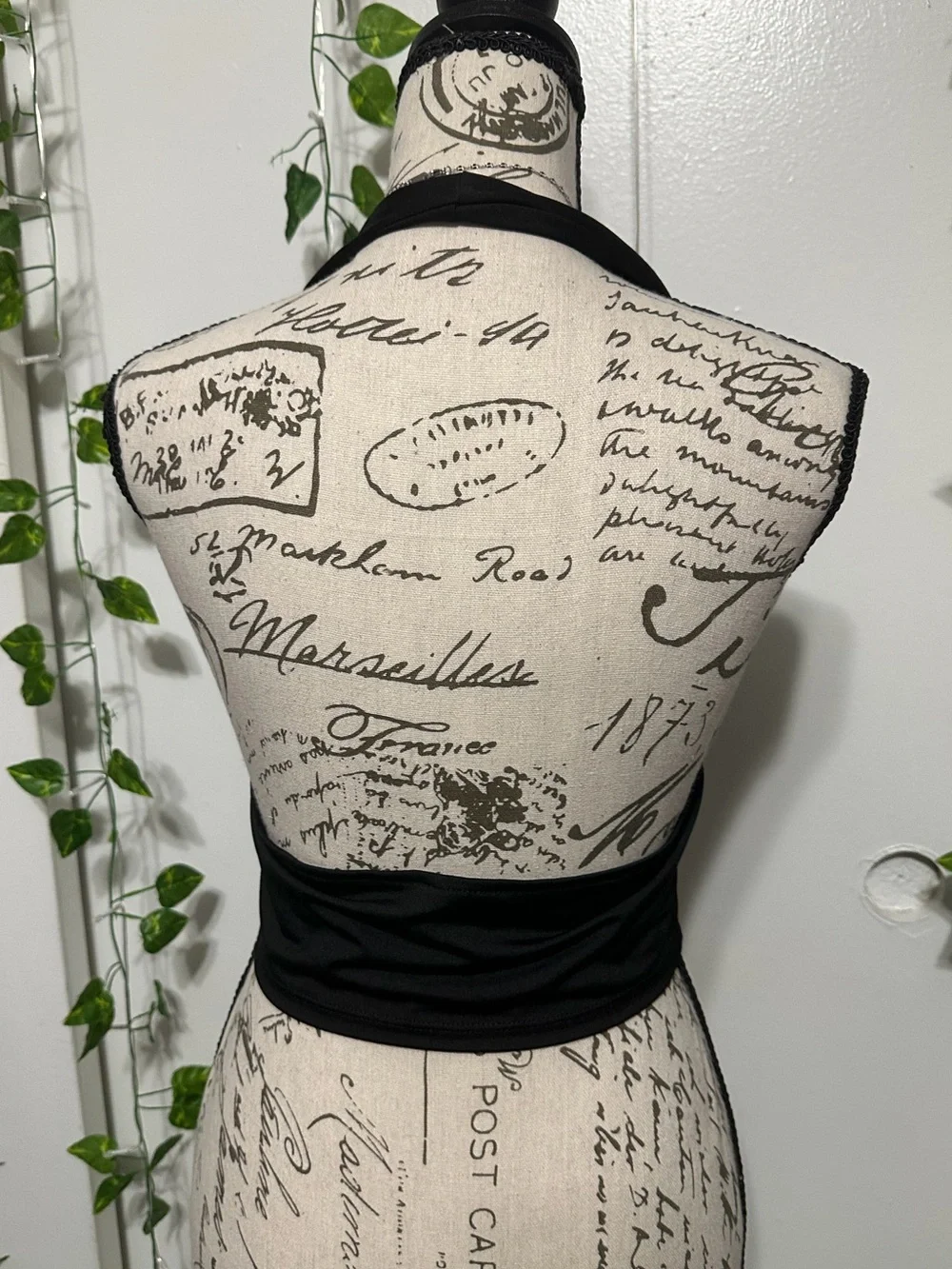 Divided Black Halter Crop Top with Branded Tag - Picture 3 of 4